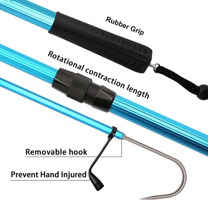 SAN LIKE SANLIKE Telescopic Fish Gaff with Stainless Sea Fishing Spear Hook Tackle, Soft Rubber Handle Aluminium Alloy Pole for Saltwater Offshore Ice Tool - Image 4